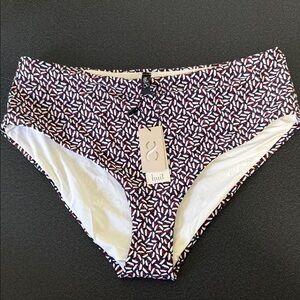 Huit Navy, Red & White Geometric Bikini Bottoms